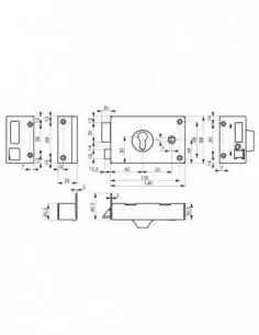 Serrure en applique pour porte d'entrée cp à fouillot 140 x 88 mm gauche 2