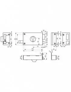 Serrure en applique pour porte d'entrée cp à tirage 140 x 88 mm droite 2
