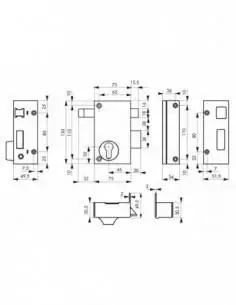 Serrure en applique pour porte d'entrée cp à tirage 75 x 130 mm droite 2