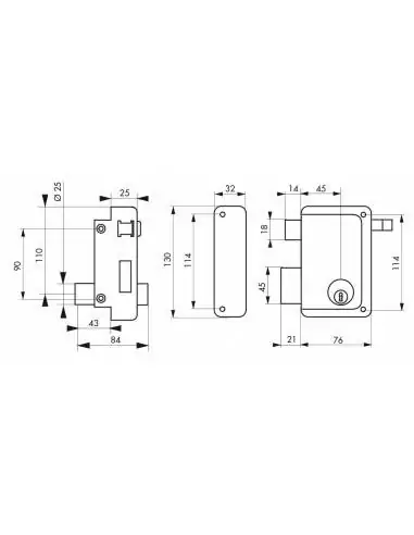 Serrure en applique HG5 à tirage, gauche - Cylindre laiton 45mm, 76x130mm, 3 clés - THIRARD Serrure en applique HG5 à tirage, gauche - Cylindre laiton 45mm, 76x130mm, 3 clés - THIRARD