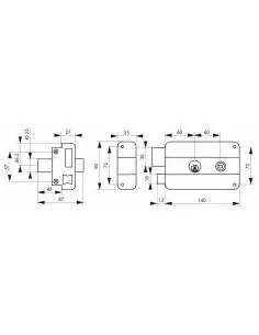 Serrure en applique TRANSIT2 à fouillot, gauche - Cylindre laiton 45mm, 140x90mm, 3 clés - THIRARD 2