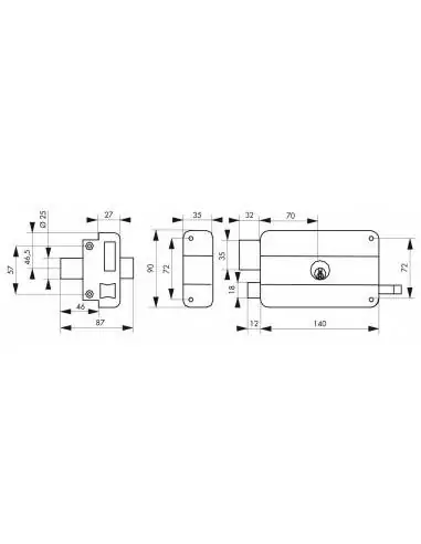 Serrure en applique TRANSIT2 à tirage, gauche - Cylindre laiton 45mm, 140x90mm, 3 clés - THIRARD Serrure en applique TRANSIT2 à tirage, gauche - Cylindre laiton 45mm, 140x90mm, 3 clés - THIRARD