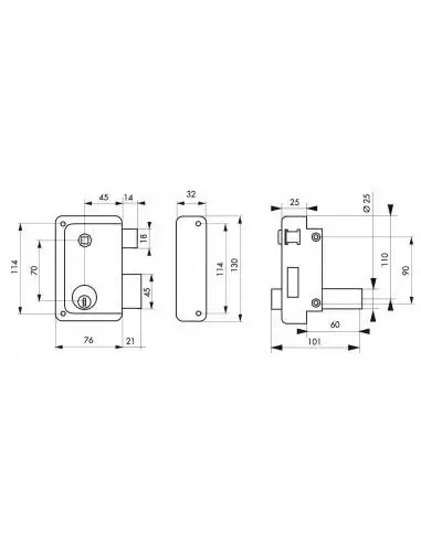 Serrure en applique HG5 à fouillot, droite - Cylindre laiton 60mm, 76x130mm, 3 clés - THIRARD Serrure en applique HG5 à fouillot, droite - Cylindre laiton 60mm, 76x130mm, 3 clés - THIRARD