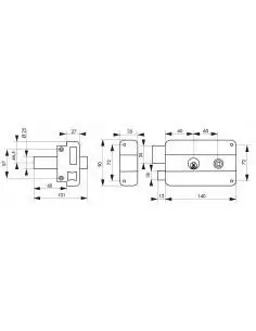 Serrure en applique HG5 à fouillot, gauche - Cylindre laiton 60mm, 140x90mm, 3 clés - THIRARD 2