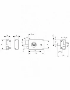 Serrure à DC à fouillot 140 x 88 mm gauche 2