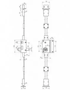 Serrure en applique pour porte d'entrée bronze CR TRANSIT 2 à fouillot 75 x 130 mm droite 4 clés 2