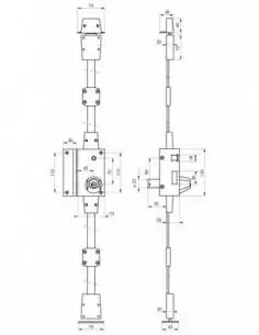 Serrure en applique pour porte d'entrée bronze CR TRANSIT 2 à fouillot 75 x 130 mm gauche 4 clés 2