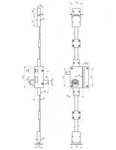 Serrure en applique pour porte d'entrée bronze CR TRANSIT 2 à tirage 75 x 130 mm droite 4 clés 2