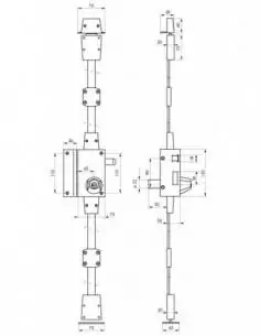 Serrure en applique pour porte d'entrée bronze CR TRANSIT 2 à tirage 75 x 130 mm gauche 4 clés 2