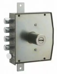 Serrure en applique pour porte d'entrée 3 points à bouton et cr t2 1/2 tour droite 2