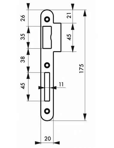 Gâche inox pour serrure norme nf à pêne dormant â½ tour Gâche inox pour serrure norme nf à pêne dormant â½ tour