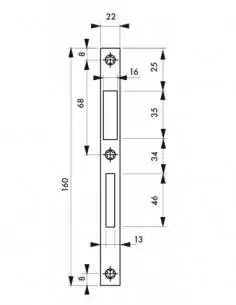 Gâche plate inox coffre réduit 160x22x1,5 mm 2