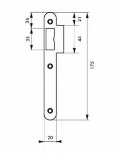 Gâche acier pour serrure norme n.f bec de cane 2