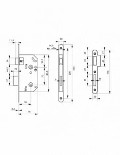 Serrure encastrable pour porte d'intérieur Monomax nf têtère acier laitonné 2