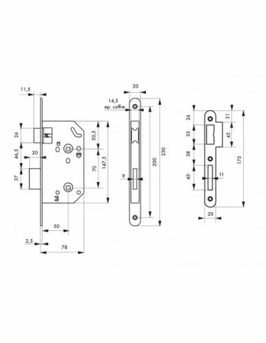 Serrure encastrable pour porte d'intérieur Monomax nf têtère acier laitonné Serrure encastrable pour porte d'intérieur Monomax nf têtère acier laitonné