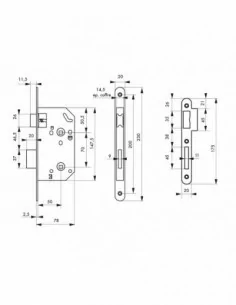 Serrure encastrable pour porte d'intérieur Monomax nf têtère acier nickelé 2