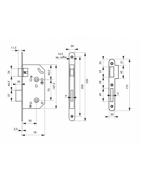 Serrure encastrable pour porte d'intérieurSerrure encastrable pour porte d'intérieurMonomax nf têtère inox