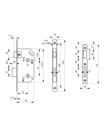 Serrure encastrable pour porte d'intérieurSerrure encastrable pour porte d'intérieurMonomax nf têtère noire