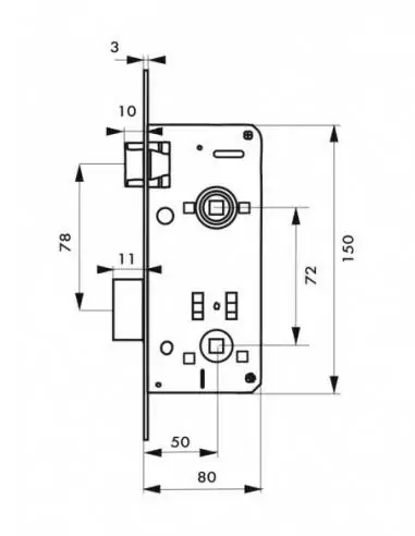Serrure à condamnation Z/BR/Z - Axe 50mm, entraxe 72mm - THIRARD Serrure à condamnation Z/BR/Z - Axe 50mm, entraxe 72mm - THIRARD