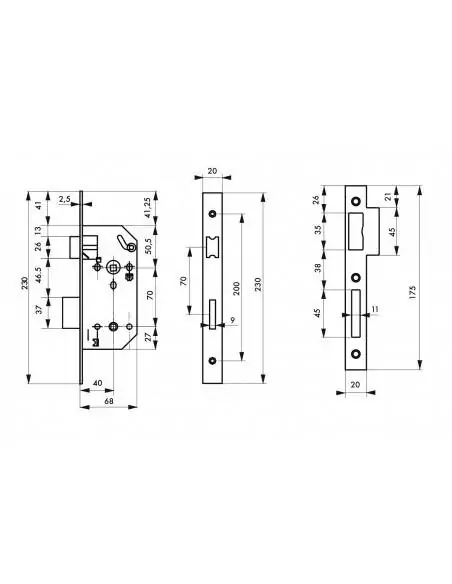 Serrure encastrable pour porte d'intérieur monomax nf à condamnation bc