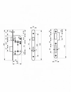 Serrure monomax nf axe 40 à condamnation v/br têtère acier laitonné 2