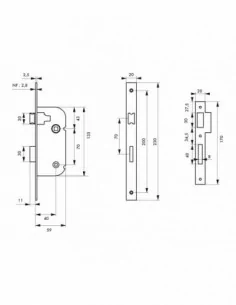Serrure encastrable pour porte d'intérieur nf v/br 2