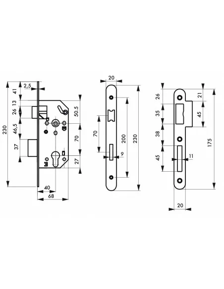 Serrure encastrable pour porte d'entrée monomax nf têtère acier nickelé