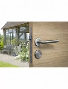 Serrure encastrable pour porte d'entrée monomax nf têtère inox 2