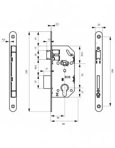 Serrure encastrable pour porte d'entrée monomax têtère affleurante gauche Serrure encastrable pour porte d'entrée monomax têtère affleurante gauche
