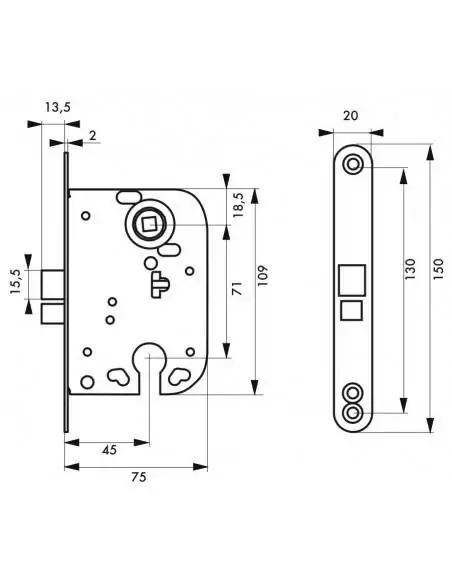 Serrure encastrable pour porte d'entrée à cylindre