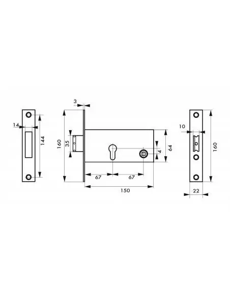 Serrure encastrable pour porte d'entrée à cylindre