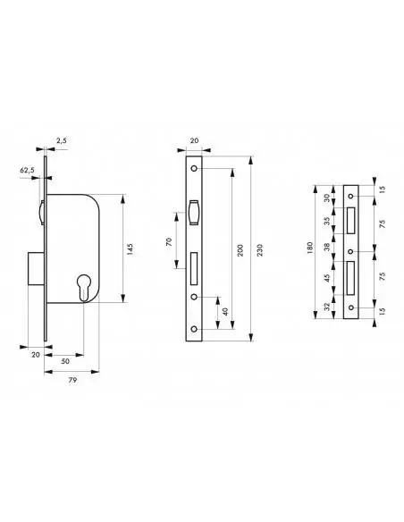 Serrure encastrable pour porte d'entrée à rouleau v/bc