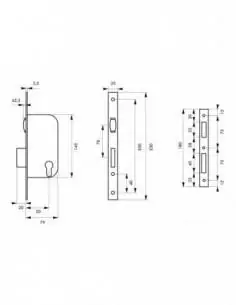 Serrure encastrable pour porte d'entrée à rouleau v/br 2
