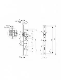 Serrure encastrable pour porte d'entrée axe 30 l 45 entr'axe 70 2