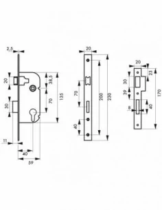 Serrure encastrable pour porte d'entrée v/bc 2