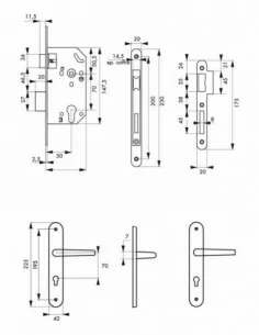 Garniture monomax axe 50 à cylindre 3 clés v/br + ensemble ouranus 2