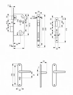 Garniture monomax axe 50 à cylindre 3 clés v/br + ensemble vesta 2