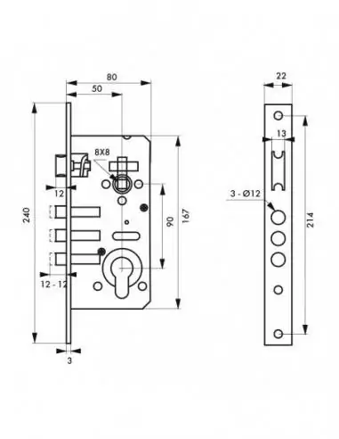 Serrure encastrable pour porte d'entrée à cylindre Serrure encastrable pour porte d'entrée à cylindre