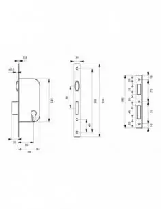 Serrure encastrable pour porte d'entrée à rouleau v/br 3 clés 2