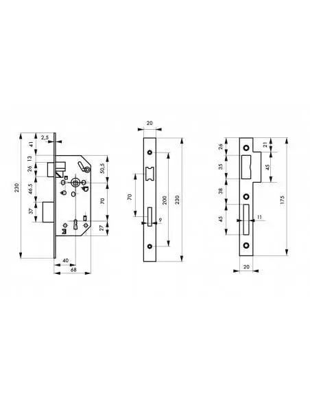 Serrure encastrable pour porte d'entrée monomax nf pdt 1/2 tour bc