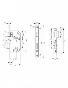 Serrure encastrable pour porte d'entrée unimax ce nf qc têtère inox v/br 2