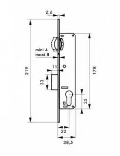 Serrure encastrable pour porte d'intérieur à cylindre 2