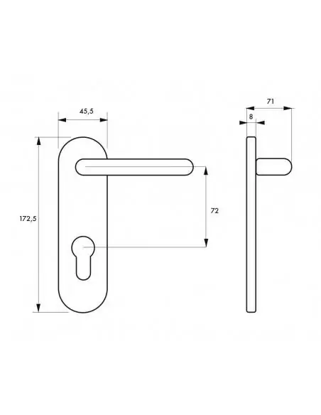 Poignee pour serrure chaufferie