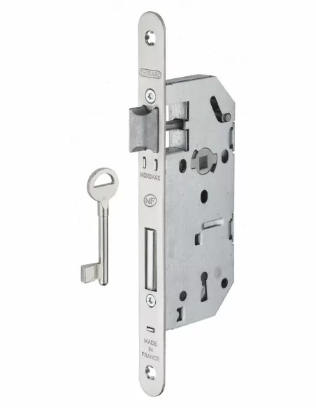 Serrure encastrable pour porte d'intérieur monomax nf têtère inox