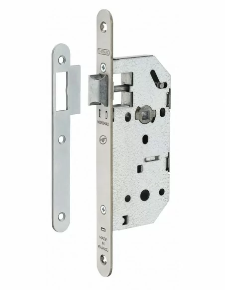 Serrure encastrable pour porte d'intérieur monomax nf têtère inox