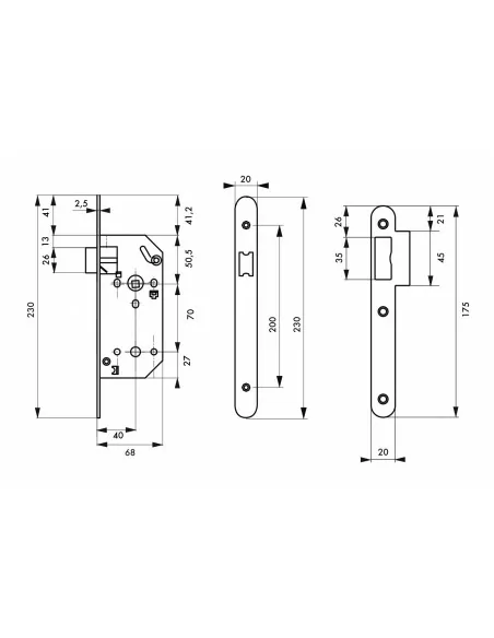 Serrure encastrable pour porte d'intérieur monomax nf têtère inox