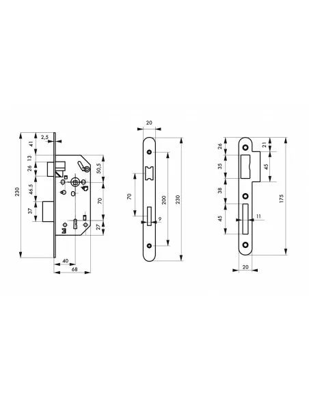 Serrure encastrable pour porte d'intérieur monomax nf têtère noire