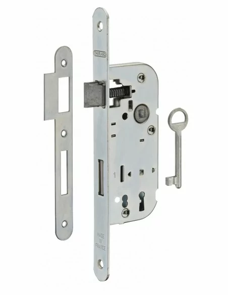 Serrure encastrable pour porte d'intérieur 1 tour z/br 1 clé