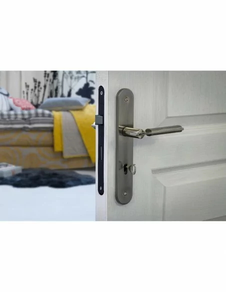 Serrure encastrable pour porte d'intérieur nf v/br 1 clé