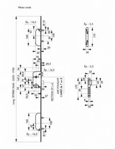 Boîtier 5 pts nf qc à 2 x 2 pênes ronds têtère 2040 x 18 mm a2p * 2